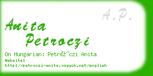 anita petroczi business card